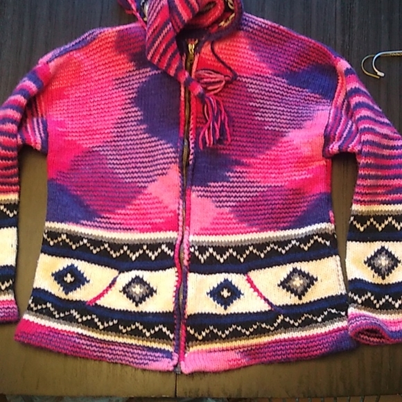 Tribal Wool Hoodie Sweater - Picture 10 of 13